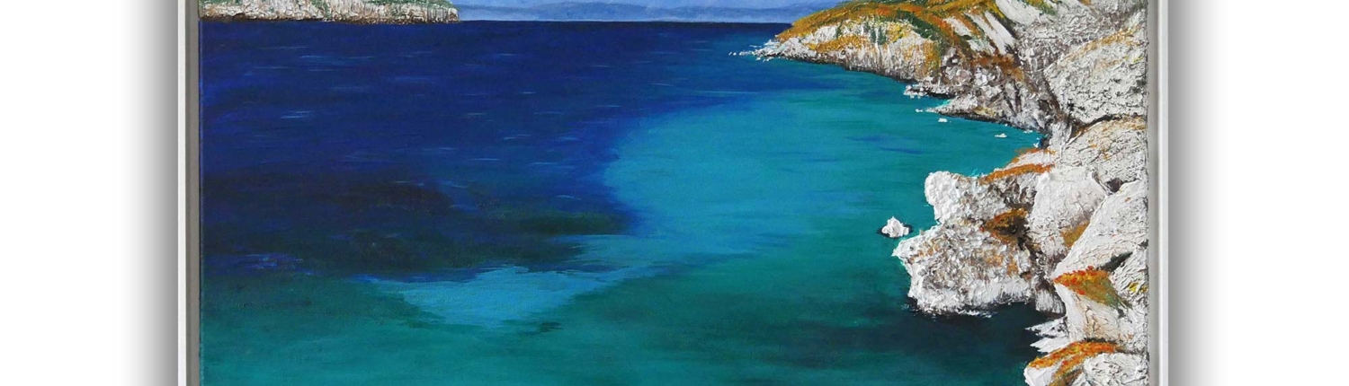 Sardinien Gemälde Cala Dragunara Bucht vor Alghero in Nordost-Sardinien