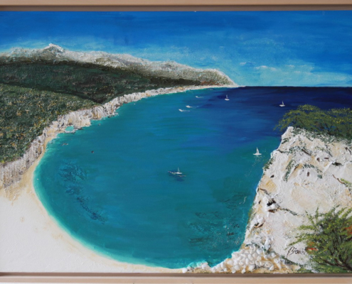 Sardinien Gemälde Cala Luna im Golf von Orosei von oben